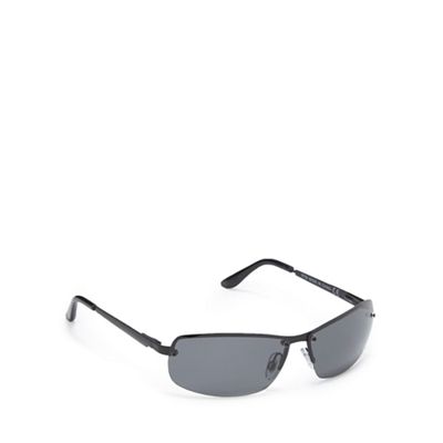 Black polarised wrap-around sunglasses